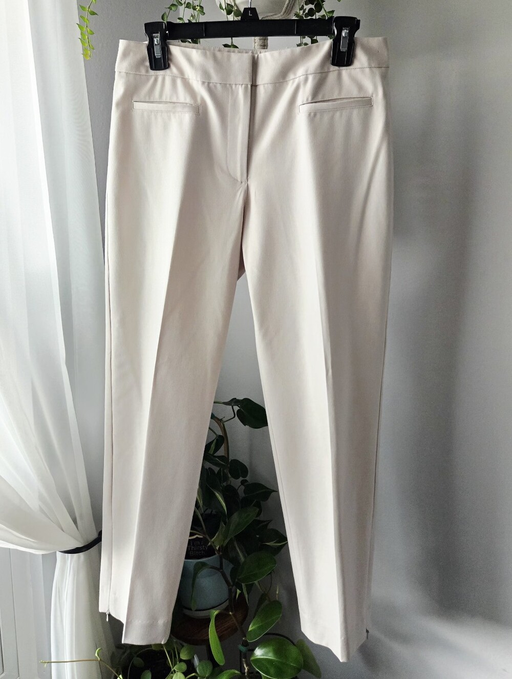 Talbots Heritage Pants Women 8P Beige Ankle Zip  Stitched Back Crease Pintuck